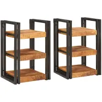 vidaXL Nachtkastje 2 pcs Bruin en Zwart Massief Mango Hout