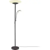 LINDBY LED-uplighter vloerlamp Ragna, dimbaar, bruin / roest, Woon-/ Eetkamer, metaal, Modern, LED vloerlamp