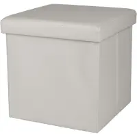 Urban Living Poef Leather BOX - hocker - opbergbox - lichtgrijs - PU/mdf - 38 x 38 cm - opvouwbaar