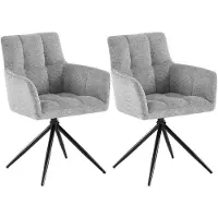 CLP Jonah Set van 2 eetkamerstoelen - met armleuning - klassiek - Draaibare - 180° automatisch terugdraaimechanisme - stof - Stof/licht grijs