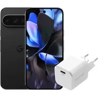 Google Pixel 9 Pro 128GB Zwart 5G + BlueBuilt Oplader 30W Wit