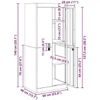 vidaXL Opbergkast Antraciet 60 x 40 x 140 cm Staal