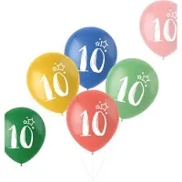 Folat - ballonnen Retro 10 Jaar Meerkleurig 33 cm - 6 stuks