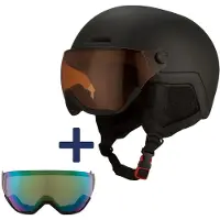 GOOFF GO-OFF XTREME skihelm met 2 vizieren (blauw-groen en oranje) maat S