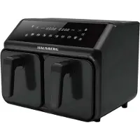 Hausberg HB-2375 Airfryer Met Dubbele Mand 8,4 L | 2200–2400 W | Grote Heteluchtfriteuse Met Twee Bakcompartimenten – Gezond Frituren Zonder Olie
