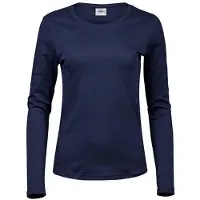 Tee Jays - Dames Interlock T-shirt lange mouwen - Navy maat 3XL