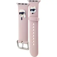 Karl Lagerfeld Pasek KLAWLSLKCNP Apple Watch 42/44/45/49mm różowy/roze bandje 3D Rubber Karl&Choupett (Hoogwaardige siliconen, Apple Watch Ultra, Apple Watch SE), Horlogebandjes, Roze