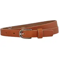 Landley Smalle Dames Riem Leer Cognac - 2 cm - Leren Broekriem Smal - Vrouwen Tailleriem - Lengte totaal 110 cm / Riemmaat 95