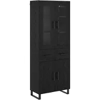 vidaXL - Highboard - 2 - st - Zwart - Eiken - 69,5 - x - 34 - x - 180 - cm - Bewerkt - hout