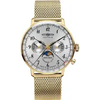 Zeppelin Horloge, 7039M-1 LZ Hindenburg maanfase 36mm 3ATM, Goud, (Analoog horloge)
