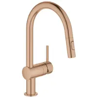 GROHE Keukenmengkraan minta c-uitloop uittrekbare dual spray warm sunset geborsteld