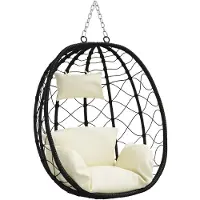 vidaXL Hangende ei-stoel Crèmewit 91,5 x 54,5 x 107 cm poly rattan