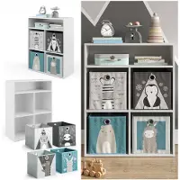 Vicco Kinderboekenkast – 72 x 90.2 cm met 4 vouwboxen Wit