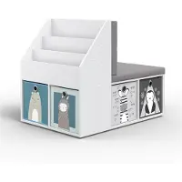 Vicco Onix Kinderboekenkast – 97.1 x 78.4 cm met 6 vouwdozen grijs Grijs