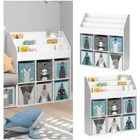 Vicco Luigi Kinderboekenkast – 107.2 x 114.2 cm met 6 vouwdozen opt.2 Wit