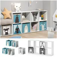 Vicco Scutum Kinderboekenkast – 143 x 72 cm met 8 vouwboxen Wit