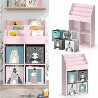 Vicco Luigi Kinderboekenkast – 72 x 114.2 cm met 4 vouwboxen Roze