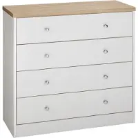 Loft 24 Heide - Commode met 4 laden in eikenhoutlook wit (80 x 80 x 35 cm)