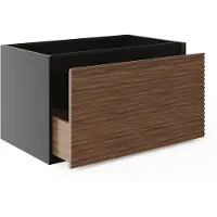Vente-unique Zwevend geribbeld meubel onder wastafel - Donker naturel en zwart - 80 cm - BANIVA