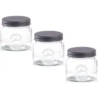 Zeller voorraadpot Old Fashioned - 4x - bewaarpot - 420 ml - 10 x 9 cm - transparant - glas