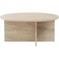 Hannah Home Houten salontafel "Sun" - 90 x 90 x 40 cm - Travertijn