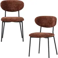 Woood Kjeld Eetkamerstoelen - Chenille Stof - Bruin - Set van 2