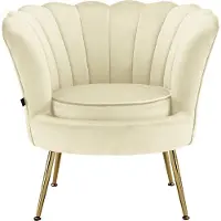 Notio Living Kelsey-Gestoffeerde Accent Stoel in Fluweel CrÃ¨me Wit