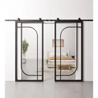 Barnwoodweb Dubbele Schuifdeur Staal en Glas Elegant