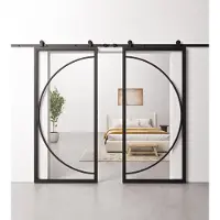 Barnwoodweb Dubbele Schuifdeur Staal en Glas Round