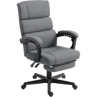 Merax Ergonomische Luxe Bureaustoel met Voetensteun – Verstelbare Draaistoel met Kantelfunctie en Samtlook Bekleding – Comfortabele Kantoorstoel op Wielen – Grijs
