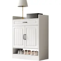 Merax Schoenenkast Wit – 75x36x95.5 cm – Schoenenkast met Verstelbare Planken - 2 Deuren & Lade – Moderne Opbergkast voor Hal en Woonkamer