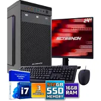Screenon Intel Compleet PC SET | Intel Core i7 | 16 GB DDR4 | 512 GB SSD + 24 Inch Monitor + Muis + Toetsenbord | Windows 11 Pro + WiFi & Bluetooth