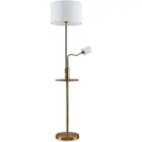 LINDBY Vloerlamp Aovan, brons / oud-messing, Woon-/ Eetkamer, metaal, Modern, vloerlamp