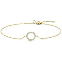 New Bling 9NBG-1015 – – Armband cirkel met 19 zirkonia – 14kt geelgoud – 16 cm + 1 cm + 1 cm (verstelbaar)
