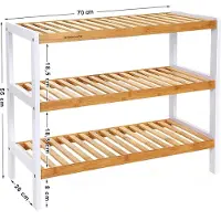 Songmics Schoenenrek 12 Paar Schoenen Opbergen - 3 Etages - Schoenenplank Opbergsysteem Organizer - Stevig Rek Bamboe Hout