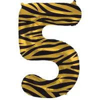 Folat - Folieballon Cijfer 5 Tiger Chic - 86 cm