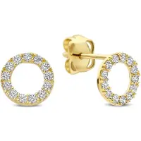 New Bling 9NBG-1013 – – Oorbel cirkel met 26 zirkonia – 14kt geelgoud – 6 mm (diameter)