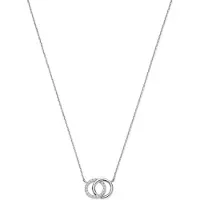 New Bling 9NBG-1020 – Gouden Ketting Dames – Dubbele Cirkel met Zirkonia – 14K Witgoud – 43 cm Verstelbaar – Cadeau voor Vrouwen