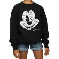 Disney Meisjes Mickey Mouse Gezicht Katoenen Sweatshirt (Zwart)