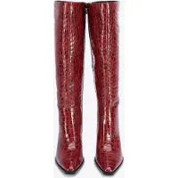 WITTCHEN Dames lakleren croco hoge hak laarzen, bordeauxrood, natuurlijk leer