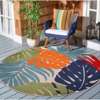 Muratap Binnen en buiten rond vloerkleed floral outdoor laagpolig tapijt 200 cm rond