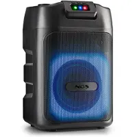 NGS WILD CLUB: 80W draadloos BT/TWS, USB/AUX, laser LED, batterij 6u.