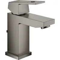 GROHE Wastafelmengkraan eurocube s-size m/waste 28 mm hard graphite geborsteld