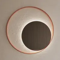 Gliss Design Spiegel kosmos koper rose rond met frame en indirecte led verlichting 90 cm