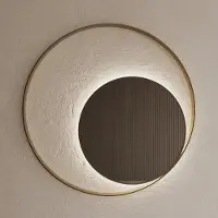 Gliss Design Spiegel kosmos mat goud rond met frame en indirecte led verlichting 90 cm