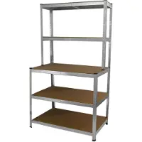 MonsterShop Galwix - Stellingkast met ingebouwde werkbank - 100x60x180 cm - 100% boutloos - Draagkracht: 900 kg