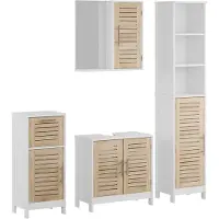 Vicco Looma Badkamermeubelset – 4 delen Wit/eiken