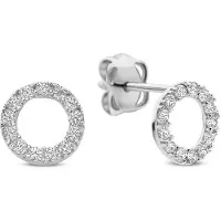 New Bling 9NBG-1014 – – Oorbel cirkel met 26 zirkonia – 14kt witgoud – 6 mm (diameter)