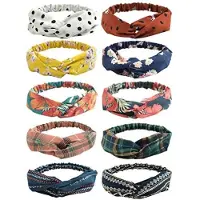 Karma Set van 10 elastische hoofdbanden met bloemenprint - Bohemian stijl