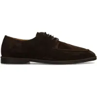 Manfield Donkerbruine suède veterschoenen | Maat 43